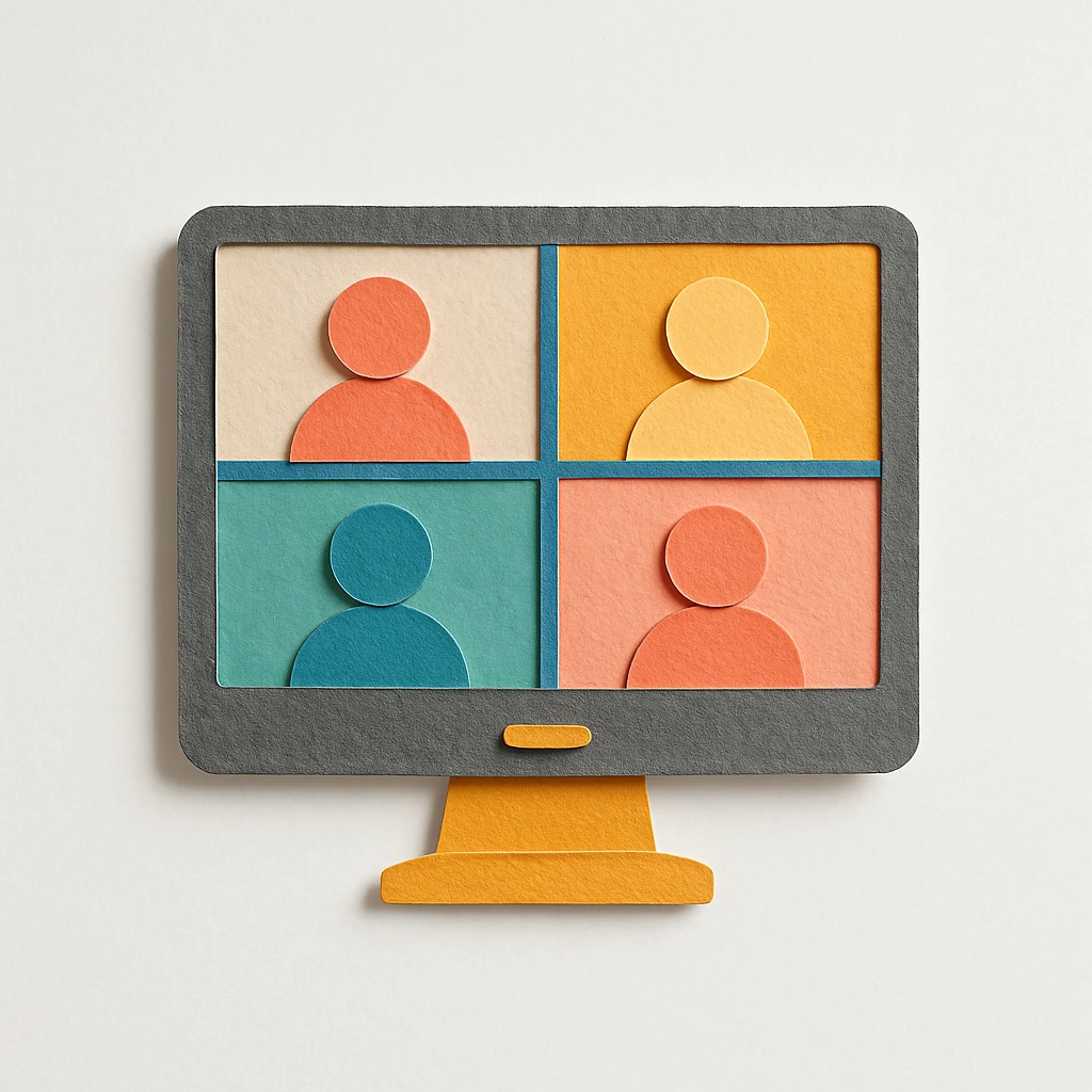 virtual zoom meeting video conference on a computer screen emoji