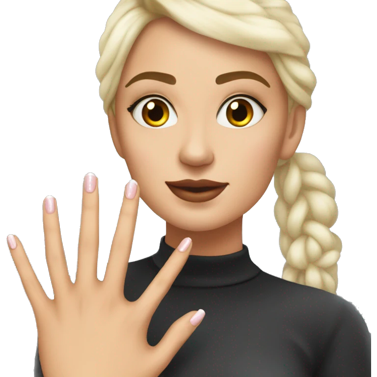 Milana Petrova showing her nails done emoji