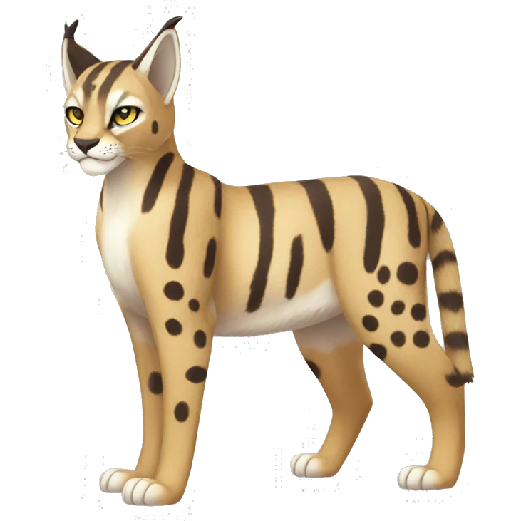 Striped and spotted Lynx-Caracal-Fakemon-hybrid full body emoji