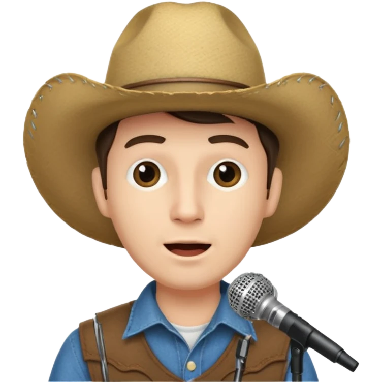  man with cowboy hat, singing into a microphone  emoji