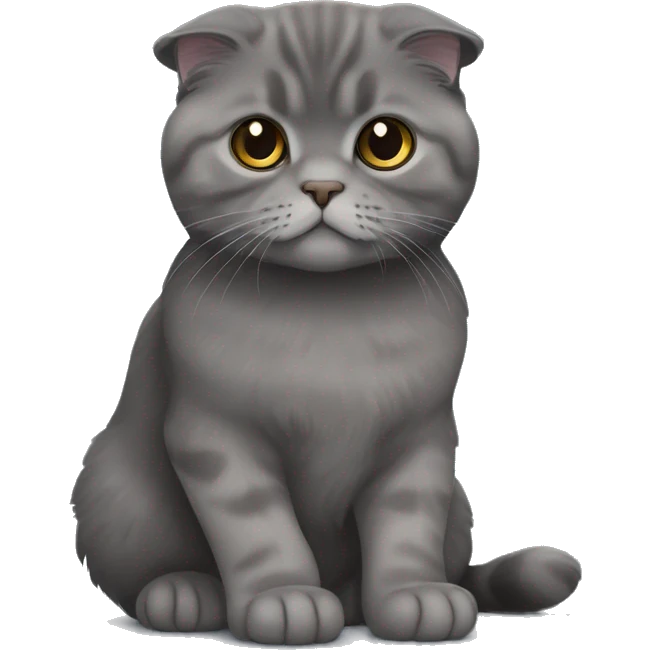 all dark grey Scottish Fold Cat long hair emoji