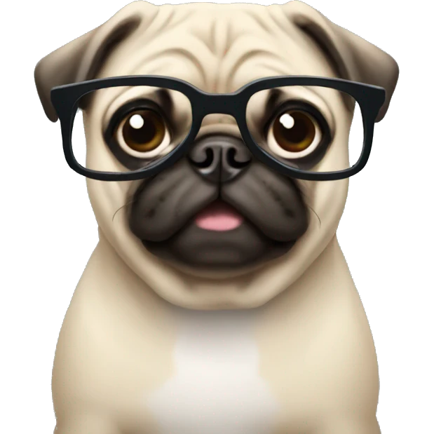 Pug with glasses emoji