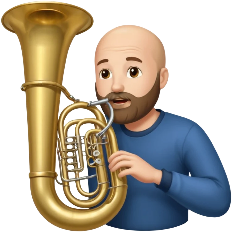 große Tuba, von gltzköpfigen bärtigem Mann gespielt emoji