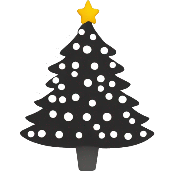 black and white christmas tree emoji