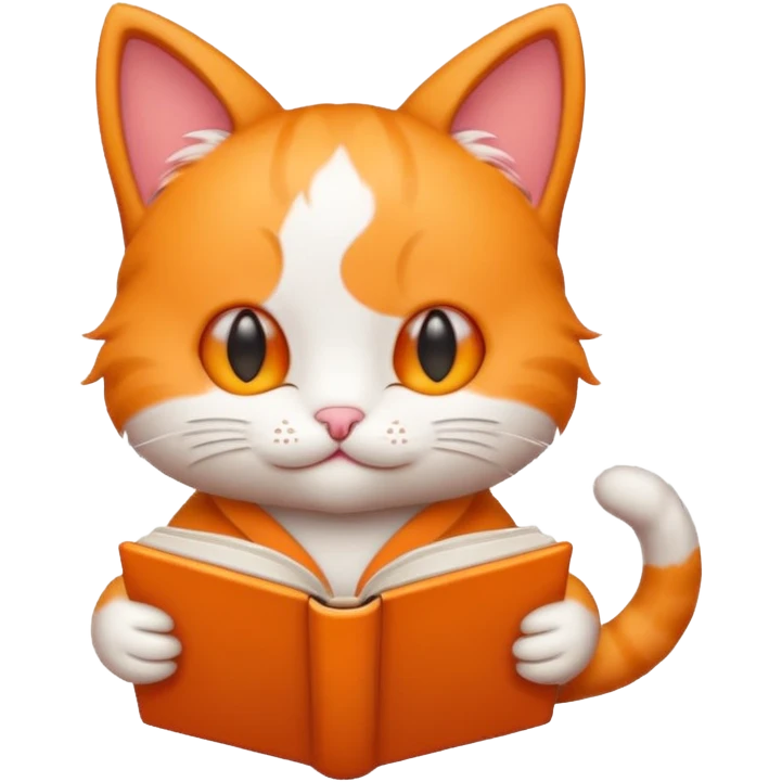 color outline icon of a kitty reading a book emoji