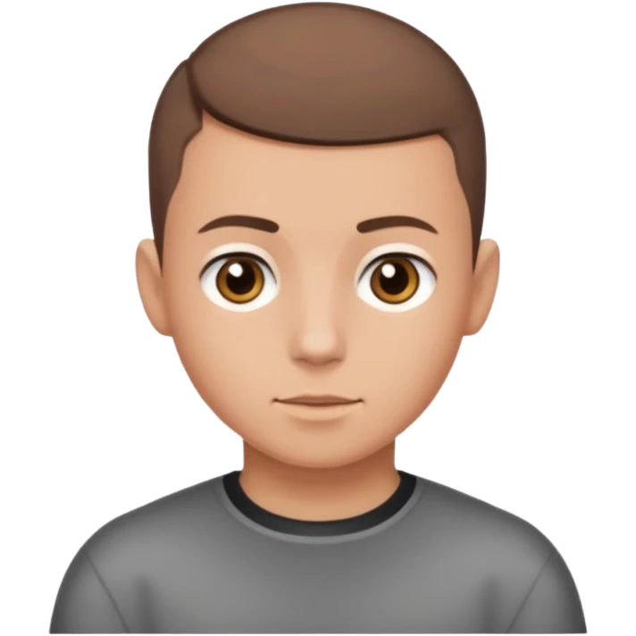 One boy whit a buzz cout air whit brown air and eyes emoji