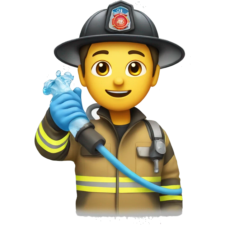 fire fighter holding water hose emoji