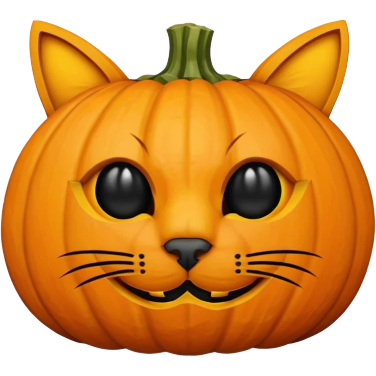 a pumpkin carved as a cat emoji