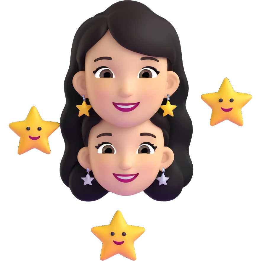 smiling girl with star-shaped earrings emoji