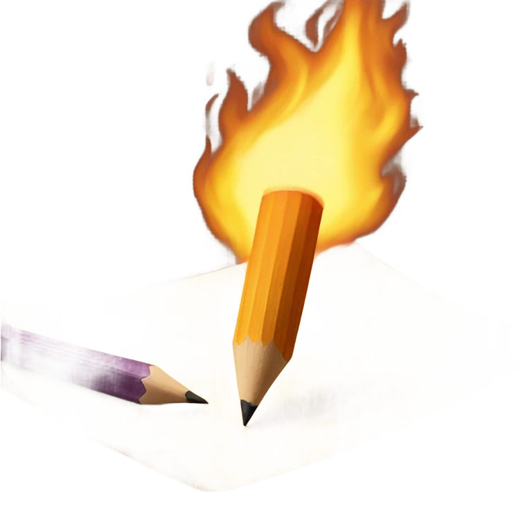 pencil writing on fire paper emoji