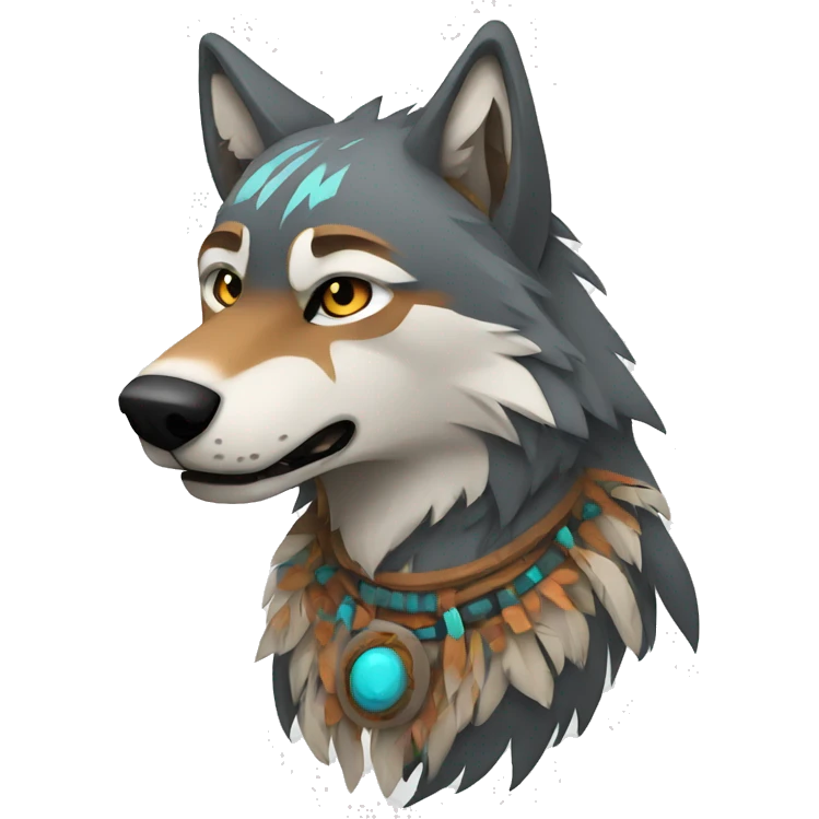 Wolf With Tribal Markings Full Body emoji