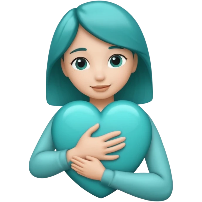 teal heart in an arm hug emoji