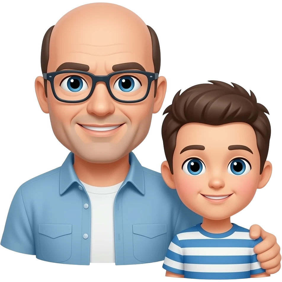 Papà calvo con figlio emoji