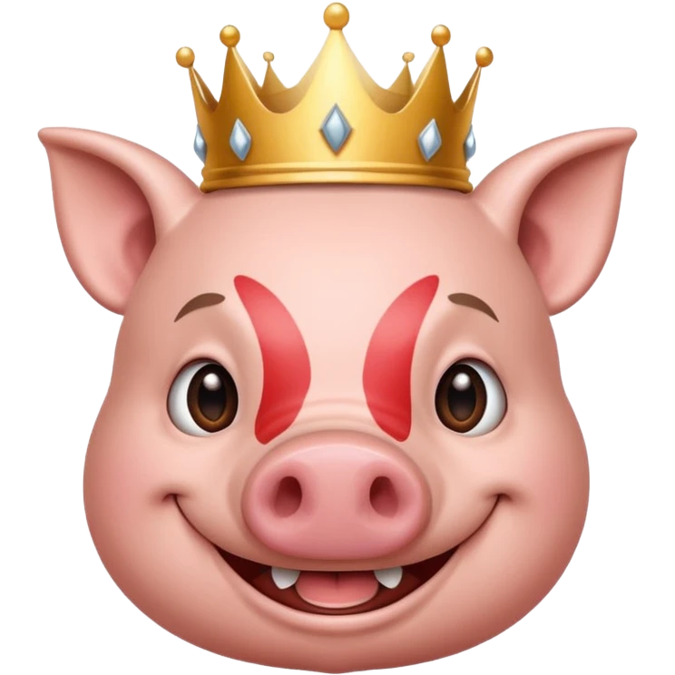 PIG SMILE LIKE CHARK FACE WITH CROWN  emoji
