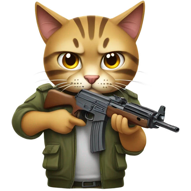 angry cat with ak emoji