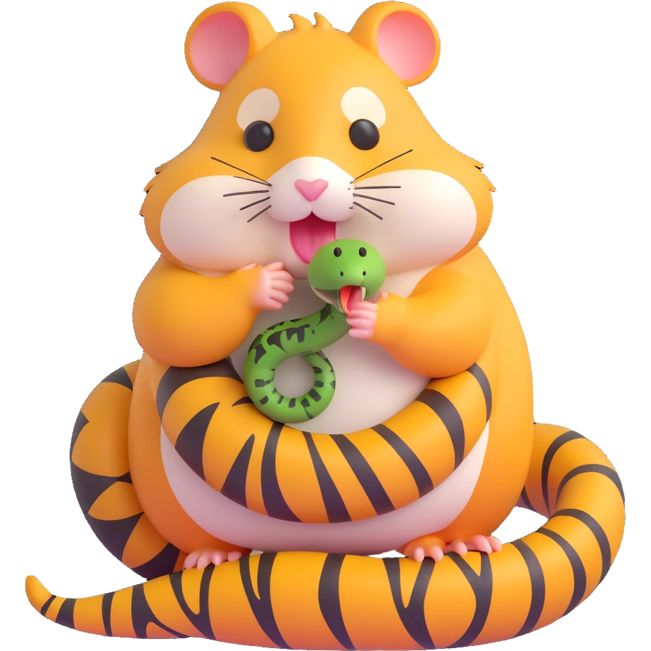 hamster kissing a snake, 3D fluent emoji style emoji