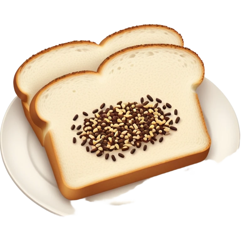 Slice of white bread on a white plate with chocolate sprinkles on top emoji