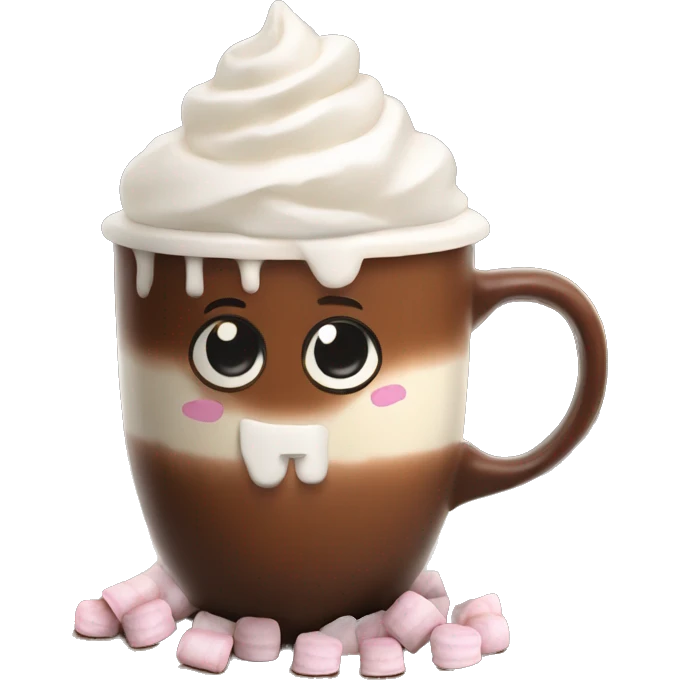 Hot chocolate with whipped cream and marshmallows emoji