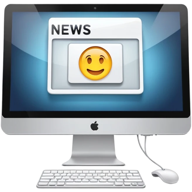 computer display with news emoji