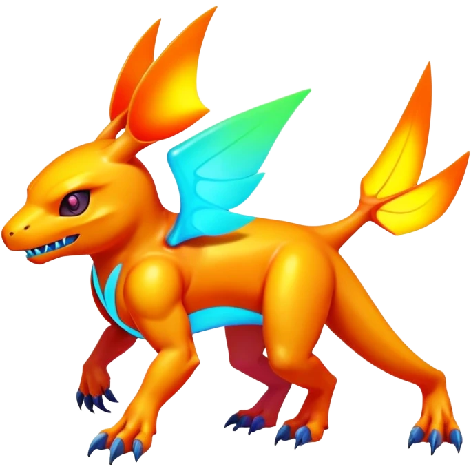  lush warm-colored modern colorful neon-colored cyber-Fakémon-Digimon-creature emoji
