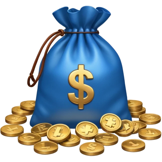 blue coins outside a money bag  emoji