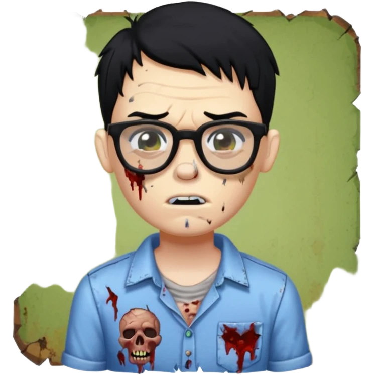 zombie boy with black hair and glasses bitmoji emoji