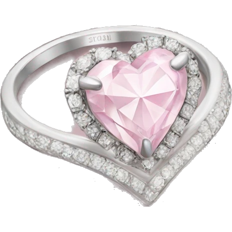 Diamond silver  ring light pink heart emoji