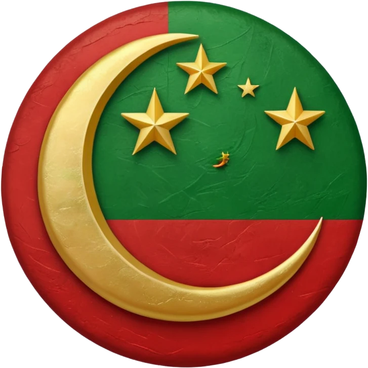 A flag emoji red white green in center islamic golden moon suronded by star circulary emoji
