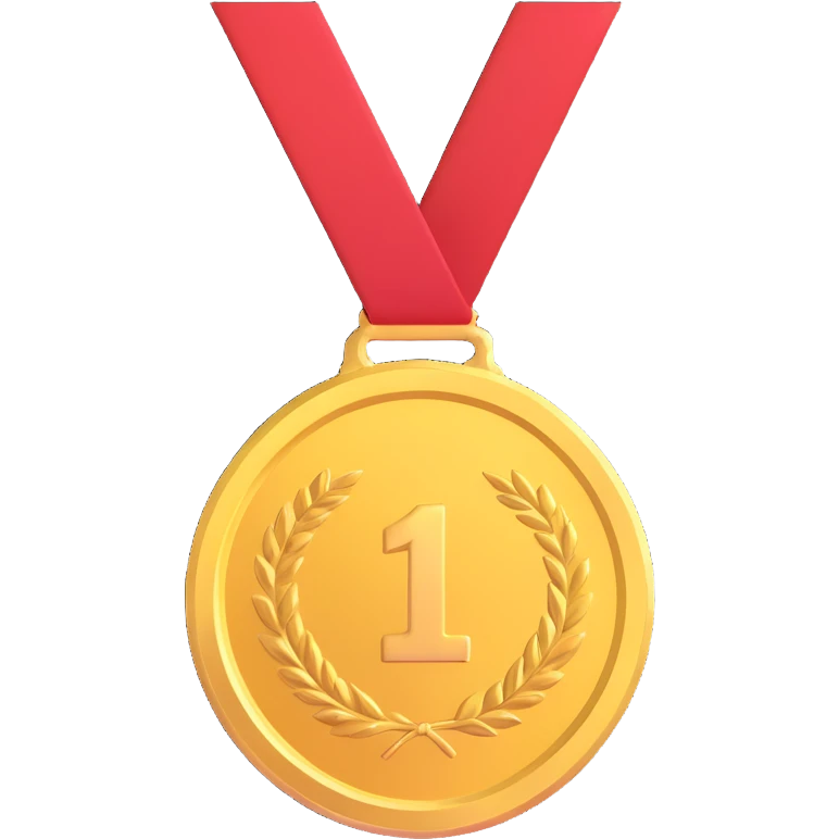 A gold medal with a ribbon emoji