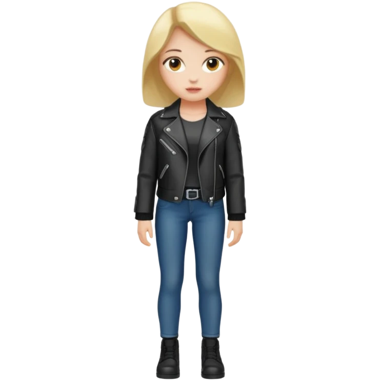 girl in leather jocket, full body emoji