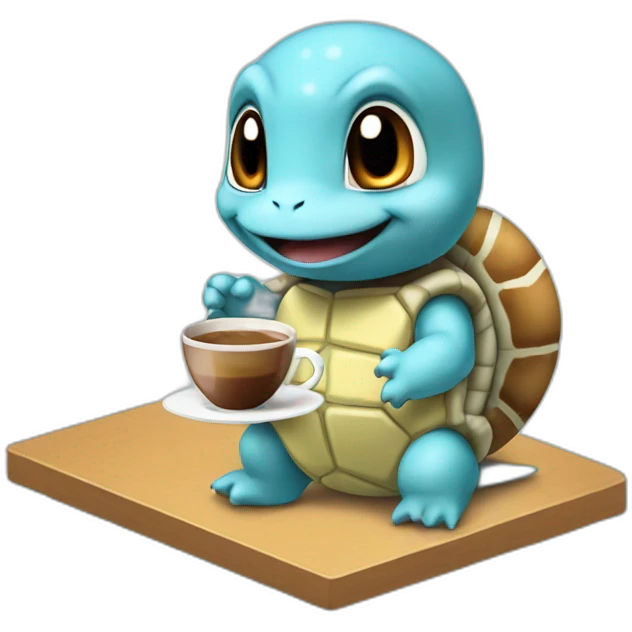 Squirtle having coffee emoji