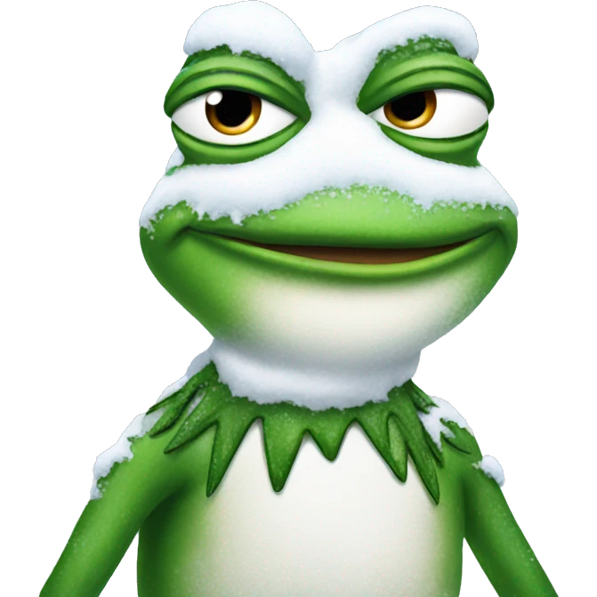 pepe the frog covered in snow emoji