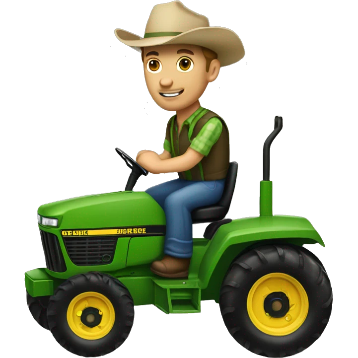 Farmer driving John Deere tractor  emoji