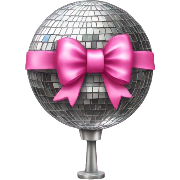 Disco ball with pink bow and glitter  emoji