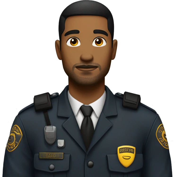 Security guard, dark hair with tattoos, no hat emoji
