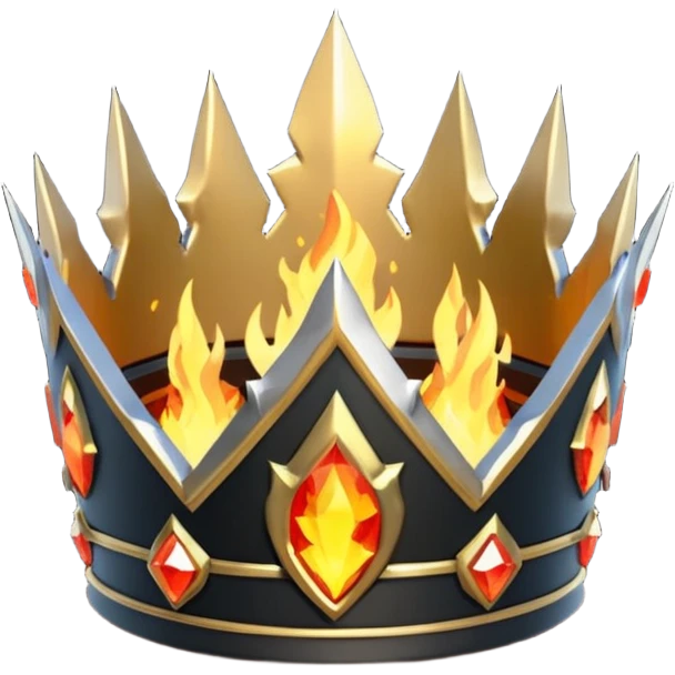 fantasy magic crown of fire and ash low poly emoji