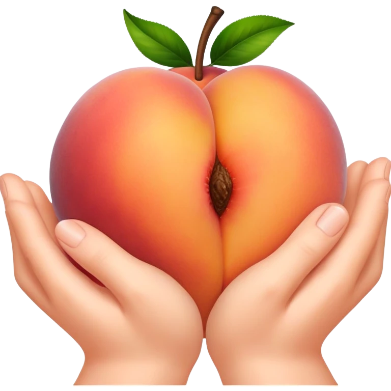Peach being gripped by hands emoji
