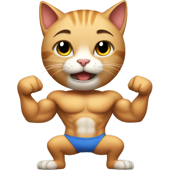 Cat with hand and legs body building  emoji