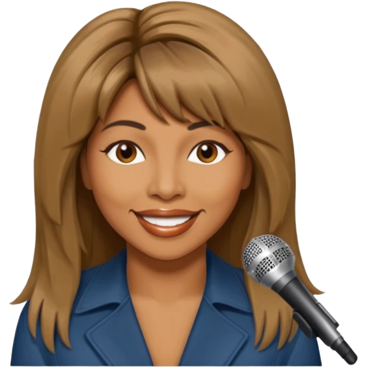 Tina Turner with long brown straight hair emoji