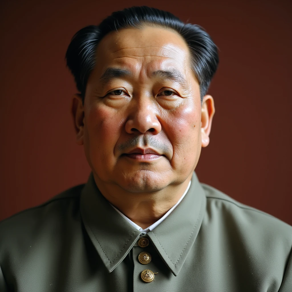 realistic photorealistic image of Mao Zedong as the chairman of the Chinese Communist Party, formal attire, serious expression, neutral background emoji