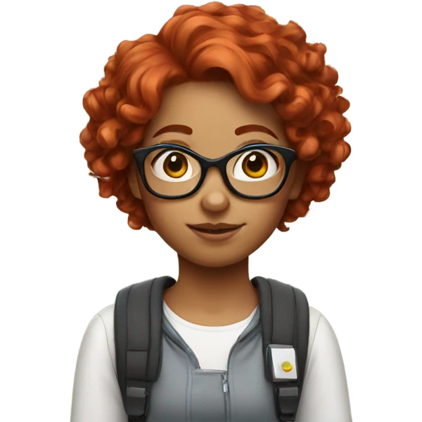 Nerd girl with red curly hair emoji