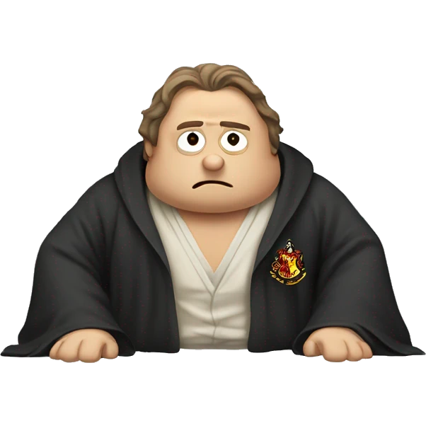 full body Harry Potter in robe laying down looking very stressed  emoji