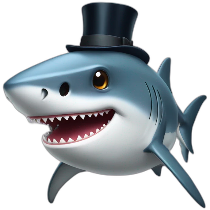 Shark with a top hat emoji
