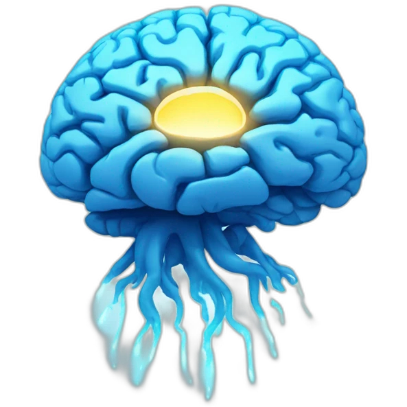 Blue brain, blue light rays coming out emoji