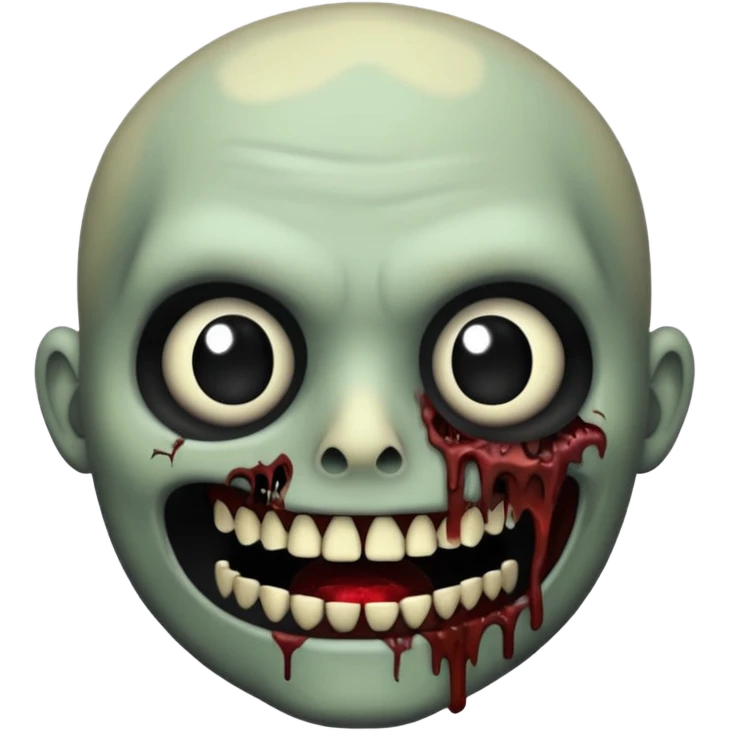 Zombie emoji with pitch black teeth no white showing emoji