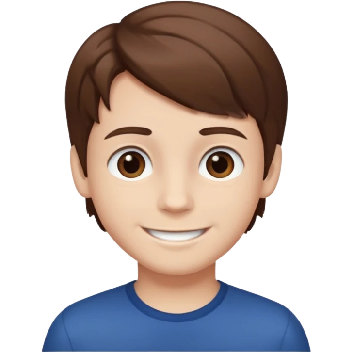 a smiling boy with brown hair and white skin with dark eyes  emoji