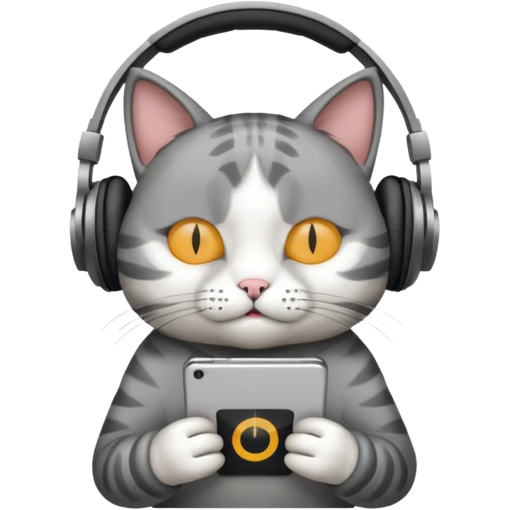 cat listening to music with headphones and eyes closed  emoji