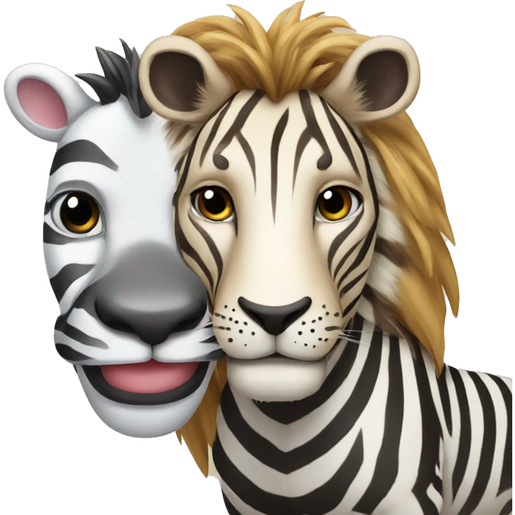 lion and zebra friends emoji