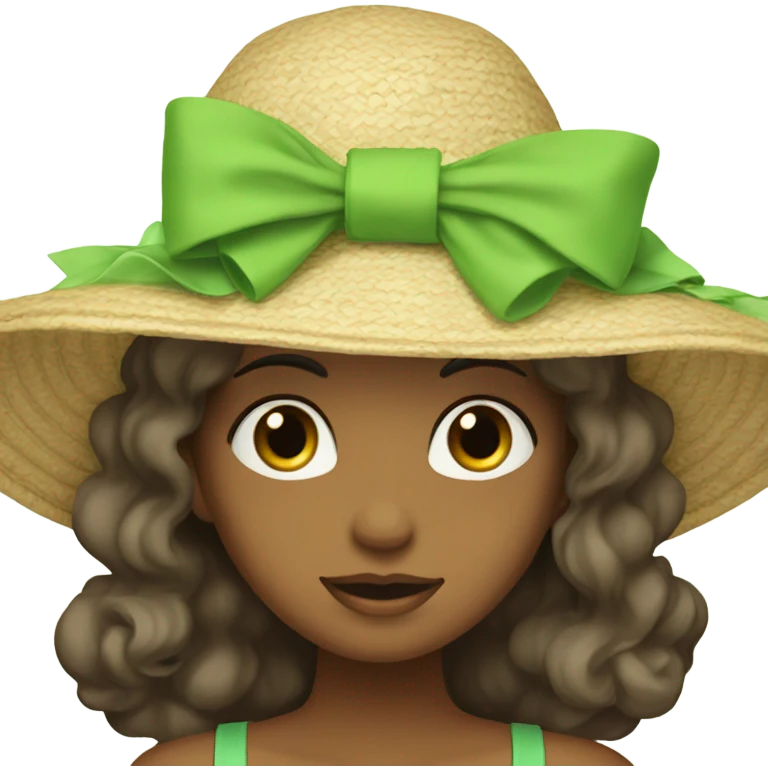 large floppy sun hat with light green bow emoji