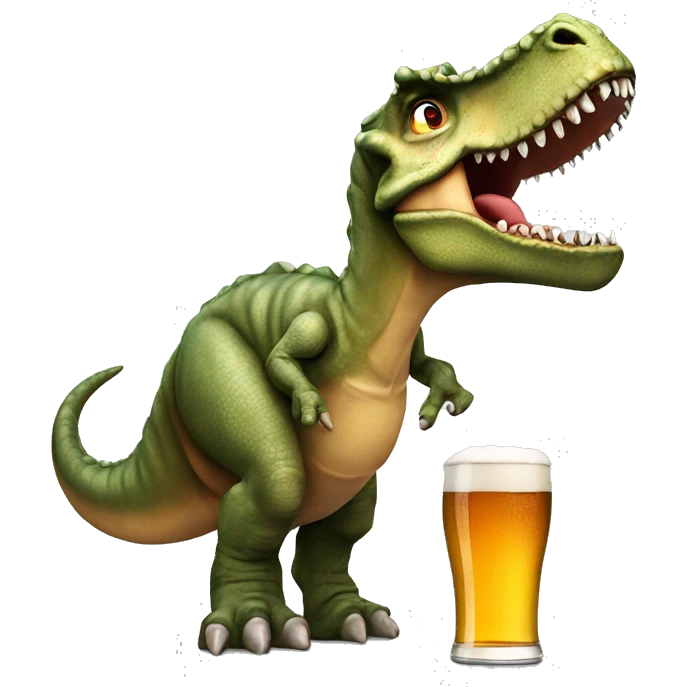 A beer drinking dinosaur with cup ￼ emoji